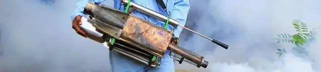 Fumigation technician using a fogger for deep pest treatment in Dallas, TX